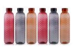 VM BOND New Plastic Fridge Bottle Set (6 pieces, 1000 ml Checkered Dimond pattern, Multicolour)