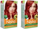 Nisha Creme Hair Color for Women - Flame Red, 150gm, Long-lasting, 100% Grey Coverage Permanent Hair Colour for Soft, Shiny, Healthy Hair (Pack of 2)