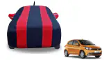 Auto Hub Car Cover Compatible for Tata Tiago with Mirror and Antenna Pocket, Water resistant, Elastic Bottom, Triple Stitched, Wind Proof, Black-Red