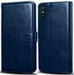 CASECRAFT Xiaomi Redmi 9A, Model M2006C3LG, M2006C3LI, M2006C3LC Blue Rubber, Artificial Leather And Silicon Dual Protection Mobile Back Cover