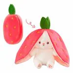 Glance Adorable Bunny Strawberry Rabbit Plushie Pet (Pink) - Height 34 cm