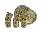 Rastogi Handicrafts Steel-Meena Worked Golden 6 Glass -Tray Serving Set Diwali,Christmas Gift
