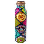 Ayurvedacopper Copper Rangoli Designer Water Bottle, 1 L