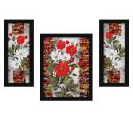 ArtX Multicolor Flower Framed Wall Art Painting (Set Of 3) 22.5 X 13.5 Inch