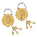 Godrej Locks Gold Brass Nav-Tal 7 Levers Padlock With 4 Keys (Set Of 2)