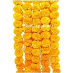WDecor Marigold Artificial Flowers Garlands for Home Decoration Gold Marigold Artificial Flower (60 inch, Pack of 5, Garlands)