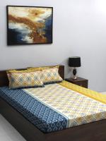 Bombay Dyeing Ivyrose 110 TC Cotton Yellow Double Bedsheet With 2 Pillow Covers