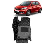 Kingsway 7D Car Floor Foot Tray Mats for Tata Tiago, 2016 - 2020 Model, 100% Waterproof Washable, Black, Made with Top-Notch PVC Material, Complete Set of 3 Piece