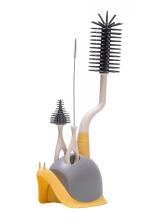 Adore Li'l Snail 3 in 1 Bottle Cleaning Brush kit with Drying Stand (Yellow)
