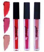 bq BLAQUE Matte Liquid Lip Gloss Combo of 3 Lipstick # 101-108-116 (12 ml, Orangish Red, Fuschia Pink, Light Nude Brown)
