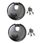 KI SHIELD DISC PAD Lock 80mm || (Alloy Steel Material) || (Silver Chrome Plated Color) || Keyed Padlocks Hasps Padlocks (Pack of 2)locker|| Steel Lock || Lock and Key || Security Lock || Home Security Lock