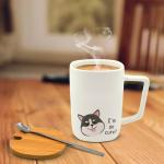 Market 99 Ceramic Coffee Mug With Lid & Spoon | Drinkware For Home Office Kids Tea Milk | Tumbler Design White Mug | Gift For Friend, Father, Mother, Wife | Microwave & Diswasher Safe | 360 Ml