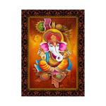 SHASWAT ART Lord Ganesh Vastu Painting Sparkle Coated Self Adhesive Wallpaper Without Frame Digital Reprint 16 inch x 22 inch Painting