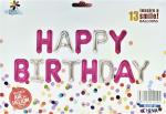 My Party Suppliers Silver and Pink HD Metallic Happy Birthday Letter Foil Balloon for Girls