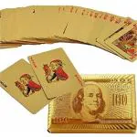 GOTHI Premium Gold Playing Plastic Tash Cards | Waterproof | Flexible PVC Playing Cards, Poker Playing Cards (Golden Deck Pack of 1, 54 Cards) Gold Plated Playing Cards for Magic Poker Teen Patti Night Out Fun Time-Pass Thick Plastic Gold Color PACK OF 1