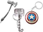 HIGAR Hily Metal Thor Storm Breaker And Hammer With Captain America Shield Keychains Key Chain For Adult