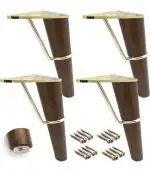 Fascination Seating Brown, Gold Teak Wood, Metal Leg Shape Seating Sofa Furniture Legs, 6 Inch (Set Of 4)