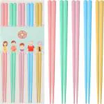 SCENTY Chopsticks Premium Reusable Dishwasher Safe, 9.6 inch/24.3cm Chopsticks, Matte Non-Slip Chopsticks, Chinese Style Japanese Korean Chop Sticks for Food & Cooking, Dome-Light Colorful (5 Pair)