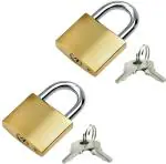 TruVeli Premium Solid Imitation 20 Mm Copper Mini Lock With 2 Additional Keys - 2 Pcs Lock (Golden)