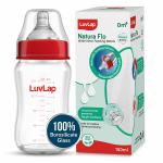 Luvlap Transparent Glass Anti Colic Wide Neck Natural Flo Feeding Bottle 150ml
