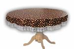 CASA-NEST 4Seater Round Table Cover Brown Polka Dot Print 60 inches Diameter printed006