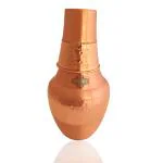 Indian Art Villa Copper Hammered Surai Design Lacquered In-built Glass Water Bottle 1.3 L