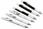 Ledos Silver and Black 5in1 Multi-utility Ballpoint Pen with 2 Screw Driver, Measuring Scale and level Indicator (Pack of 6)