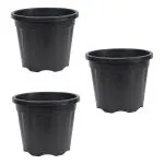 UGAOO UV Treated Black Plastic Gardening Pots And Planters, 25 X 25 Cm (Pack Of 3)