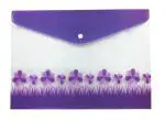 Shining Zon A4 FS Legal Size Document Holder Certificates File Folder Envelope Storage Folder File Snap Button - (Pack Of 10 Purple Flower Design)