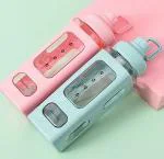 Searegal Kawaii Water Bottle With Straw And Strap Cute Large Water Bottles 700 Ml Bottle (Pack Of 1, Multicolor, Silicone)