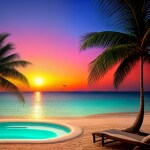 Love Creation A4 Size poster print for creative wall art- sunset-palms-11137( Sticker)
