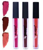 bq BLAQUE Matte Liquid Lipstick Combo of 3 Lip Color # 105-106-112 (Dark & Bold Pink, Chocolate Mood, Dark Coral, 12 ml)