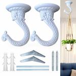 Indian Discovery Antique Metal Wall Ceiling Hook for Hanging Plants, Planters, Hanging Bell, Diyas, Lamps, Lanterns, Windchimes, Birdcages (Pearl White: Set of 2 Hooks)