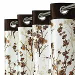 Mega Cart Home Attractive Floral Polyester Coffee Long Door Curtains 9 ft - Pack Of 2