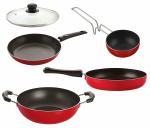 Nirlon 5 pcs of Red Non-stick Aluminium Kitchenware Cooking Utensil Combo Set
