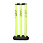 GRS Junior Zone Hard Plastic Cricket Wickets Set for Kids for Age Group 3 to 10 Year (3 Piece Wickets, 2 Bails, Base, 24'' Wickets Length, Floro)