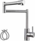 Fossa Kitchen Sink Mixer Tap, Single Handle Stainless Steel 360 Degrees Swivel Kitchen Sink Tap, Commercial Modern Brushed Nickel Kitchen Sink Faucet with Flexible Spout.