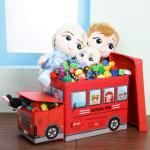 Pokory Foldable Toy Storage Box with Lid Red colour for Storage of Toys basket Useful as Toy Organizer mountable Racks Surface Multipurpose Basket for kids Wardrobe cabinet Wood with cloth covers