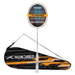 Hundred White, Gold Carbon Fibre Flutter S Attk Strung Badminton Racket With Full Cover - One Size
