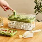 VM PARTNER Ice Cube Tray Mold, Ice Freezer Container with Lid and Bin, Silicone Ice Cube Tray for Chilled Drink, Cocktail and Smoothie