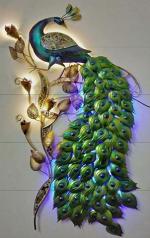 KUBE Peacock Hanging Wall Decor For Living Room Bedroom 7 mm MDF Sparkal Lamination Full HD Print Painting for Decoration Painting for Wall Decor, Living Room | (Set of 5) (9.5 Inches X 30 Inches)|Multicolour