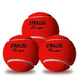 Strauss Red Rubber Tennis Cricket Ball (Pack Of 3)