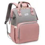 Bumtum Baby Diaper Bag For Mothers | Spacious Waterproof Backpack With Multiple Pockets To Easily Organise Baby Essentials, Various Sized Pockets (Pink & Grey)