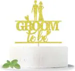 Zyozique Gold Glitter Groom to Be Cake Topper for Mr and Mrs/Wedding Shower/Engagement/Bachelorette/Hen Party Decorations