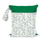 SNUGKINS Cloth Diaper Wet Bag | Waterproof, Washable & Reusable | Travel, Beach, Pool, Daycare, Soiled Baby Item & Toiletries (30x36cm) | Animal