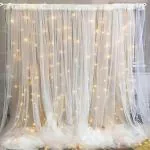 Party Midlinkerz White Net Birthday Decoration kit Combo with Hook, Led Light & Net Curtain