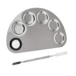 Mapperz Stainless Steel Cosmetic 5 Dip Makeup Mixing Plate with Spatula Tool for Women (Silver)