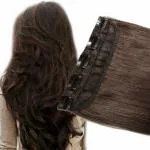 PHKMALL 3/4 Full Head Clip in hair Extension hair extensions for women real hair brown Hair Extension