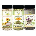 Nutri Hut SuperSeed Trio Pack - Sunflower Seeds, Pumpkin Seeds, and Chia Seeds - Including Omega-3 Fatty Acids, Fiber, Protein, Vitamins, and Minerals - 200g Each Pack