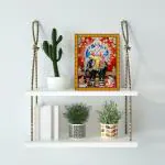 Indianara Lord Vishwakarma Glittered Framed wall Table Top Painting 5073TT(G)-WITH GLASS Digital Reprint 8 inch x 6 inch Painting (With Frame)